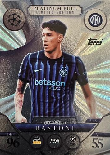 Sticker Alessandro Bastoni - UEFA Champions League & Europa League 2025-2026. Match Attax
 n. PL9 - Topps