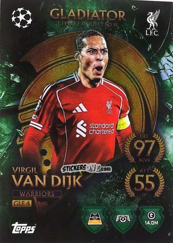 Sticker Virgil van Dijk - UEFA Champions League & Europa League 2025-2026. Match Attax
 n. GLE4 - Topps
