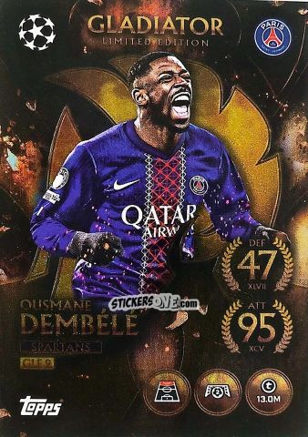 Sticker Ousmane Dembélé - UEFA Champions League & Europa League 2025-2026. Match Attax
 n. GLE9 - Topps