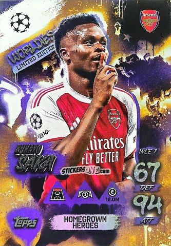 Sticker Bukayo Saka - UEFA Champions League & Europa League 2025-2026. Match Attax
 n. WLE7 - Topps