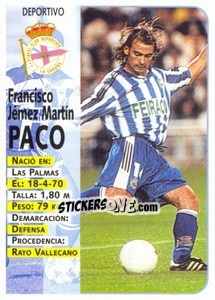 Cromo Paco - Liga Spagnola 1998-1999 - Panini