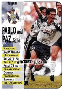 Figurina Pablo Paz - Liga Spagnola 1998-1999 - Panini