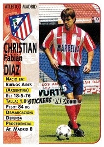 Cromo Christian Diaz (At. Madrid) - Liga Spagnola 1998-1999 - Panini