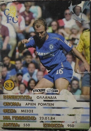 Cromo Arjen Robben - Europe's Champions 2005-2006
 n. 83 - Golden Shop