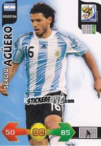 Sticker Sergio Aguero - FIFA World Cup South Africa 2010. Adrenalyn XL n. 16 - Panini