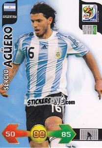 Cromo Sergio Aguero - FIFA World Cup South Africa 2010. Adrenalyn XL - Panini