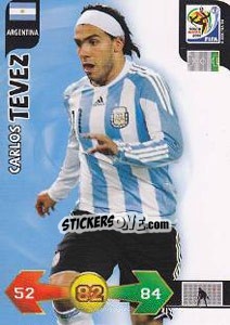 Cromo Carlos Tevez - FIFA World Cup South Africa 2010. Adrenalyn XL - Panini