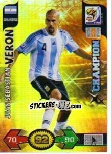 Cromo Juan Sebastian Veron - FIFA World Cup South Africa 2010. Adrenalyn XL - Panini