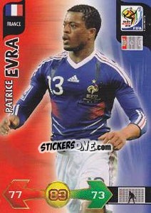Sticker Patrice Evra - FIFA World Cup South Africa 2010. Adrenalyn XL n. 147 - Panini