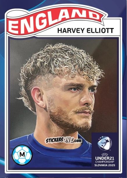 Cromo Harvey Elliott - Living Set Soccer Uefa Euro U-21 2025 n. 7 - Topps