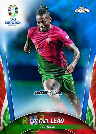 Figurina Rafael Leão - Chrome UEFA Euro 2024 Sapphire Edition
 n. 120 - Topps