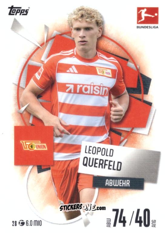 Cromo Leopold Querfeld - German Fussball Bundesliga 2025-2026. Match Attax n. 28 - Topps