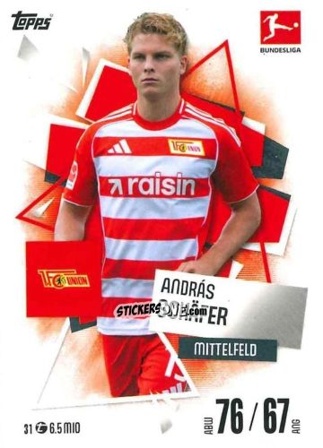 Cromo András Schäfer - German Fussball Bundesliga 2025-2026. Match Attax n. 31 - Topps