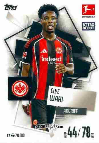 Sticker Elye Wahi - German Fussball Bundesliga 2025-2026. Match Attax n. 62 - Topps