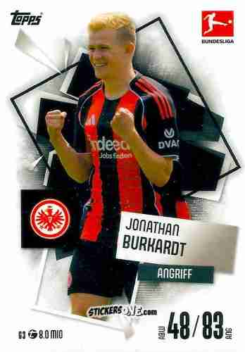 Figurina Jonathan Burkardt - German Fussball Bundesliga 2025-2026. Match Attax n. 63 - Topps