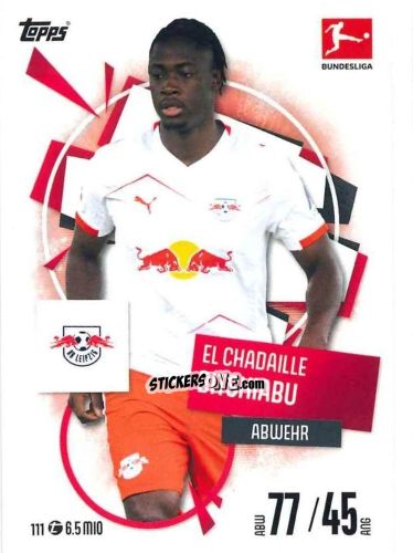 Cromo El Chadaille Bitshiabu - German Fussball Bundesliga 2025-2026. Match Attax n. 111 - Topps