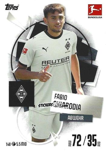 Sticker Fabio Chiarodia - German Fussball Bundesliga 2025-2026. Match Attax n. 140 - Topps