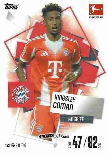 Figurina Kingsley Coman - German Fussball Bundesliga 2025-2026. Match Attax n. 153 - Topps