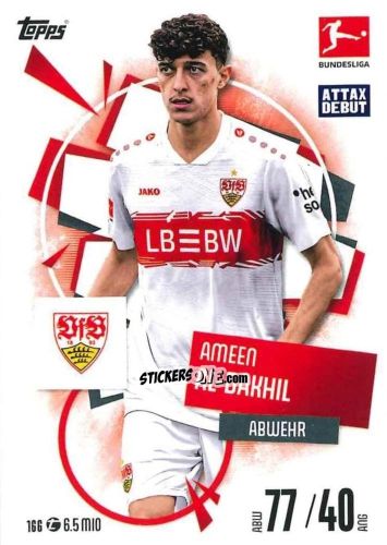 Figurina Ameen Al-Dakhil - German Fussball Bundesliga 2025-2026. Match Attax n. 166 - Topps