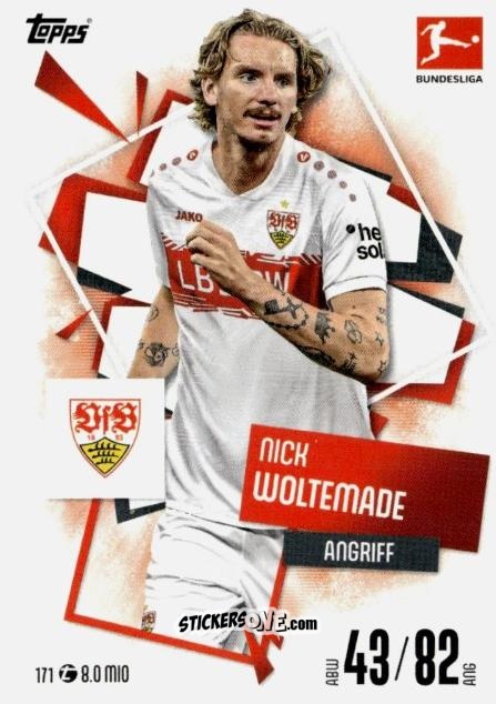 Figurina Nick Woltemade - German Fussball Bundesliga 2025-2026. Match Attax n. 171 - Topps