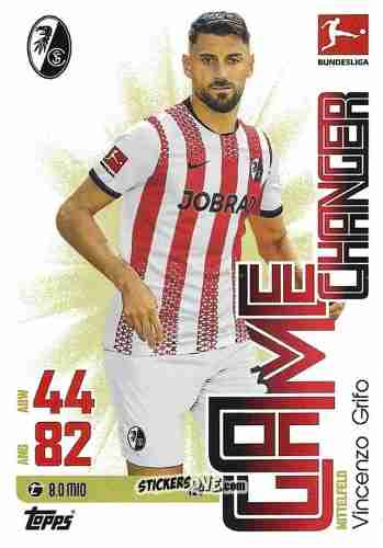 Sticker Vincenzo Grifo - German Fussball Bundesliga 2025-2026. Match Attax n. 186 - Topps
