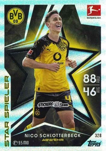 Cromo Nico Schlotterbeck - German Fussball Bundesliga 2025-2026. Match Attax n. 328 - Topps