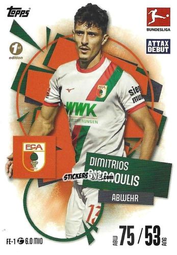 Figurina Dimitrios Giannoulis - German Fussball Bundesliga 2025-2026. Match Attax n. FE-01 - Topps