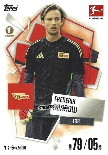 Cromo Frederik Rønnow - German Fussball Bundesliga 2025-2026. Match Attax n. FE-02 - Topps