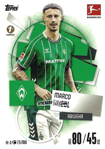 Sticker Marco Friedl - German Fussball Bundesliga 2025-2026. Match Attax n. FE-03 - Topps