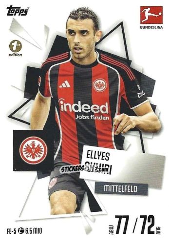 Sticker Ellyes Skhiri - German Fussball Bundesliga 2025-2026. Match Attax n. FE-05 - Topps
