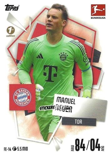 Figurina Manuel Neuer - German Fussball Bundesliga 2025-2026. Match Attax n. FE-14 - Topps