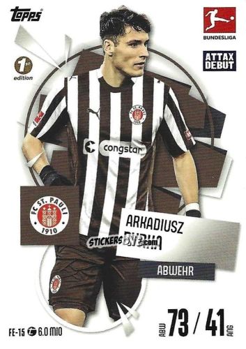 Sticker Arkadiusz Pyrka - German Fussball Bundesliga 2025-2026. Match Attax n. FE-15 - Topps