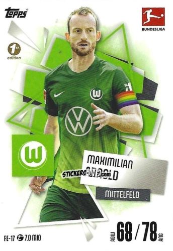 Cromo Maximilian Arnold - German Fussball Bundesliga 2025-2026. Match Attax n. FE-17 - Topps