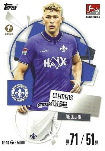 Figurina Clemens Riedel - German Fussball Bundesliga 2025-2026. Match Attax n. FE-18 - Topps