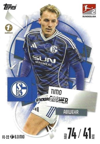 Sticker Timo Becker - German Fussball Bundesliga 2025-2026. Match Attax n. FE-22 - Topps
