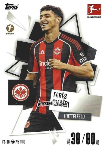 Cromo Farès Chaïbi - German Fussball Bundesliga 2025-2026. Match Attax n. FE-30 - Topps