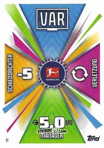 Cromo Manager / VAR / Schiedsrichter / VerIetzung - German Fussball Bundesliga 2025-2026. Match Attax n. T1 - Topps
