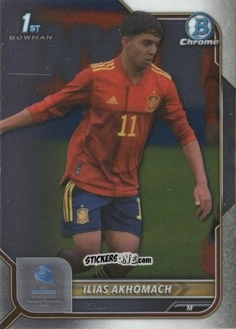 Figurina Ilias Akhomach - Bowman Chrome Road To Uefa U21 Euros 2022 n. 33 - Topps