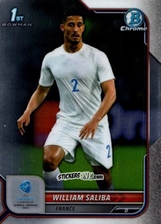 Figurina William Saliba - Bowman Chrome Road To Uefa U21 Euros 2022 n. 55 - Topps