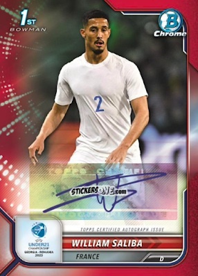 Figurina William Saliba - Bowman Chrome Road To Uefa U21 Euros 2022 n. CA-WS - Topps