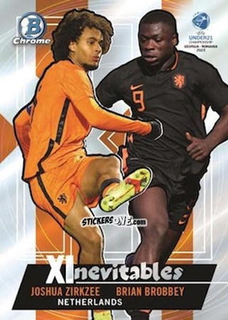 Figurina Joshua Zirkzee / Brian Brobbey - Bowman Chrome Road To Uefa U21 Euros 2022 n. XI-2 - Topps