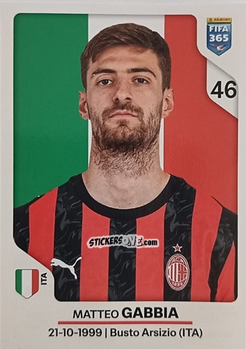Cromo Matteo Gabbia - Fifa 365 2026 n. 282 - Panini
