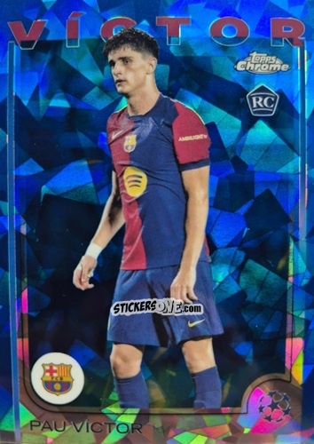 Sticker Pau Víctor - Chrome Uefa Club Competitions Sapphire Edition 2024-2025 n. 16 - Topps
