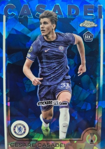 Figurina Cesare Casadei - Chrome Uefa Club Competitions Sapphire Edition 2024-2025 n. 136 - Topps