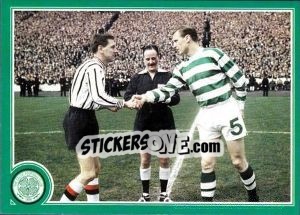 Sticker Celtic v Leeds in the Semi Final. Team captains. - Celtic FC 1999-2000 - Panini