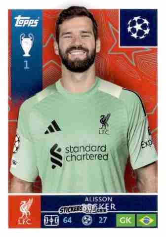Sticker Alisson Becker - UEFA Champions League 2025-2026
 n. 254 - Topps