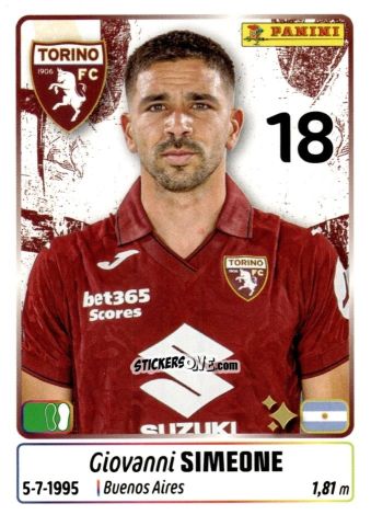 Cromo Giovanni Simeone - Calciatori 2025-2026 n. 458 - Panini