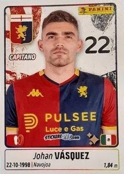 Figurina Johan Vasquez - Calciatori 2025-2026 n. 179 - Panini
