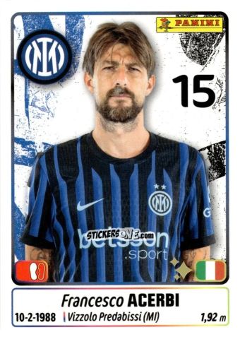 Cromo Francesco Acerbi - Calciatori 2025-2026 n. 224 - Panini