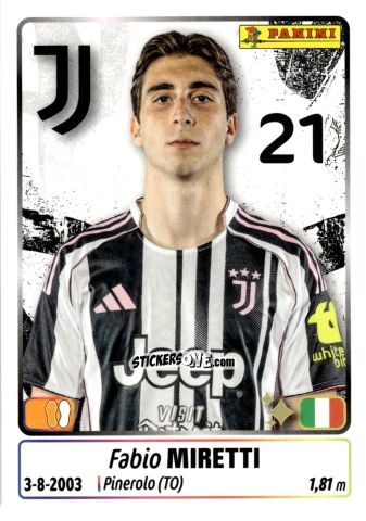 Cromo Fabio Miretti - Calciatori 2025-2026 n. 254 - Panini